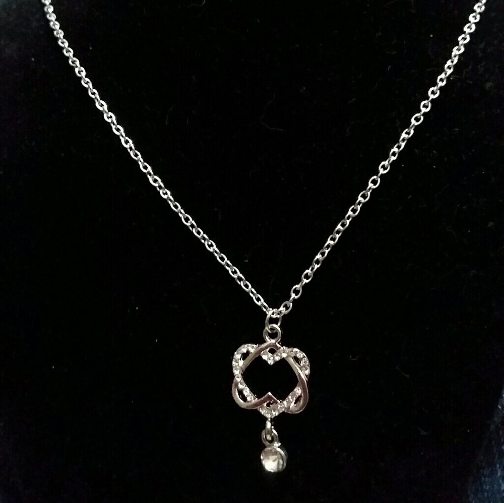 Silvertone Intertwined Heart Necklace